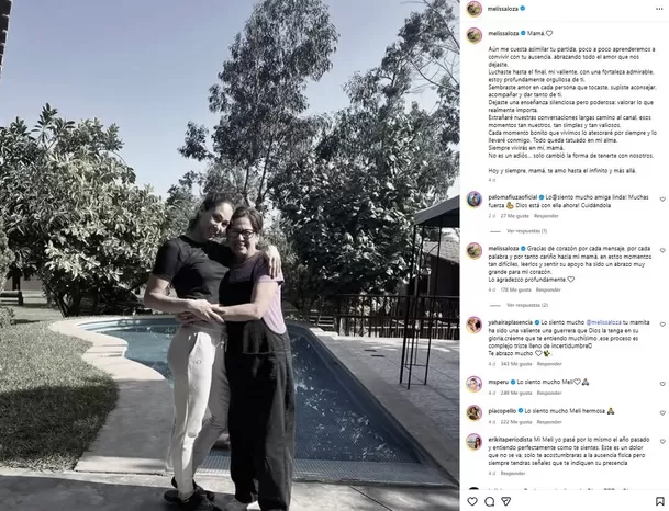 Melissa Loza  dio el último adiós a su madre en redes sociales / Instagram