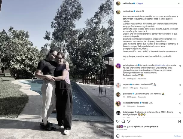 Melissa Loza compartió una emotiva carta tras la muerte de su madre, María Guadalupe Vigil, luego de una dura lucha contra el cáncer. Foto: Instagram