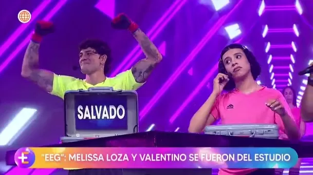 Valentino quedó fuera de Esto es guerra tras perder la definición final y se retiró del set visiblemente incómodo. Foto: América TV Valentino quedó fuera de Esto es guerra tras perder la definición final y se retiró del set visiblemente incómodo. Foto: América TV