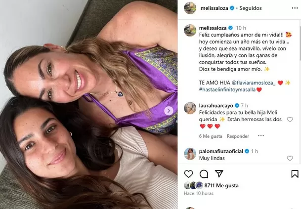 Melissa Loza dedicó sentido mensaje de cumpleaños a Flavia Ramos / Instagram