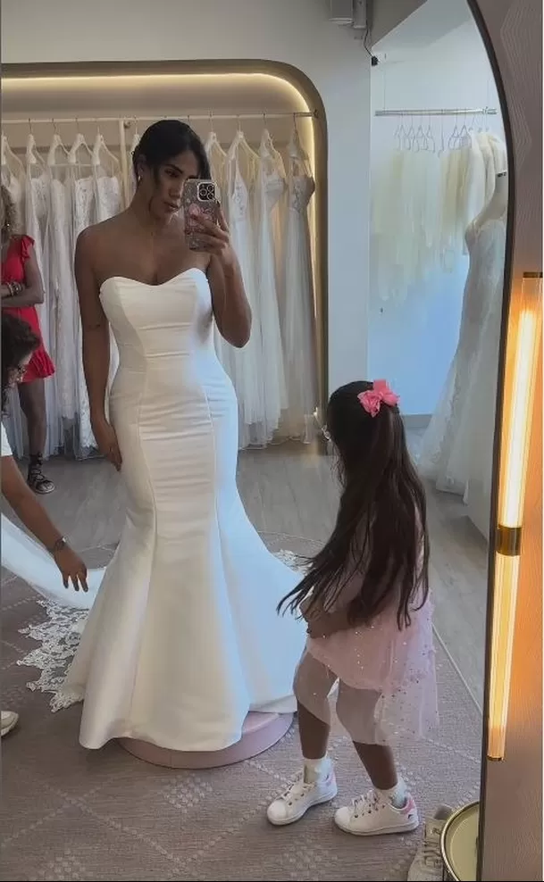 Hace una semana Melissa compartió las imágenes de la elección de su vestido de novia/Foto: Instagram