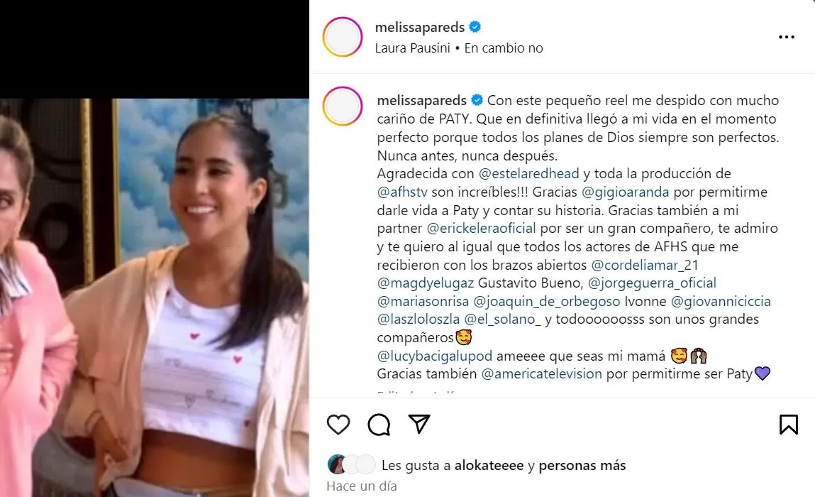 El mensaje de despedida de Melissa Paredes de Patty en 'Al Fondo Hay Sitio'