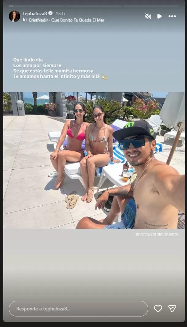 Melissa Loza y Tepha Loza disfrutaron de un día frente al mar y protagonizaron un sensual video en bikini. Las hermanas además compartieron una postal familiar junto a Beto Loza, acompañada de un emotivo mensaje dedicado a su madre. Video: Instagram @tephaloza8 Melissa Loza y Tepha Loza disfrutaron de un día frente al mar y protagonizaron un sensual video en bikini. Las hermanas además compartieron una postal familiar junto a Beto Loza, acompañada de un emotivo mensaje dedicado a su madre. Video: Instagram @tephaloza8