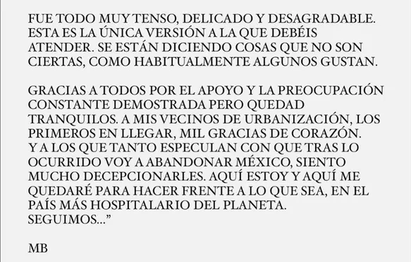 Bosé desmintió que dejará el país azteca tras este incidente /Foto: IG Miguel Bosé