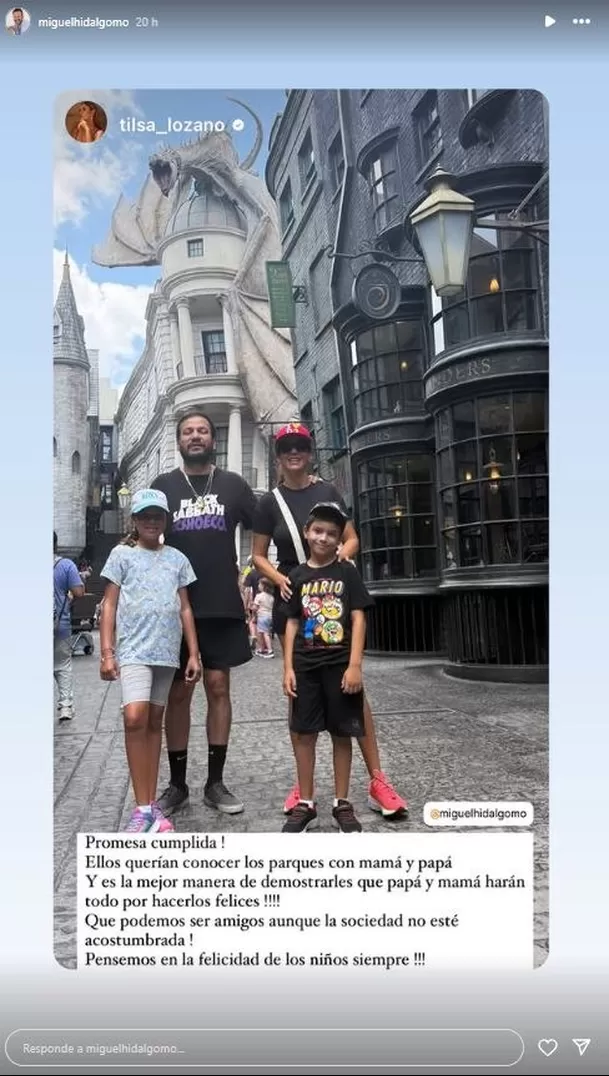 Tilsa Lozano y Miguel Hidalgo junto a sus dos hijos. Fuente: Instagram
