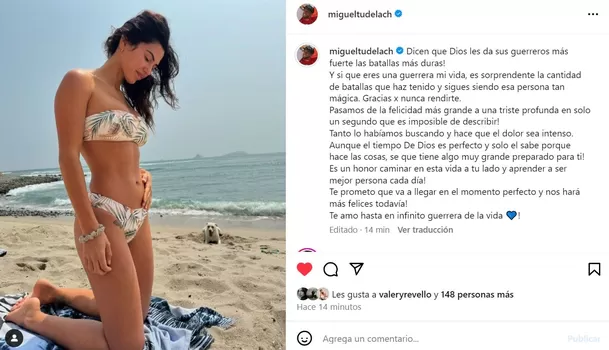 El mensaje de Miguel Tudela a Alessandra Bonelli por la pérdida de su bebé / Instagram