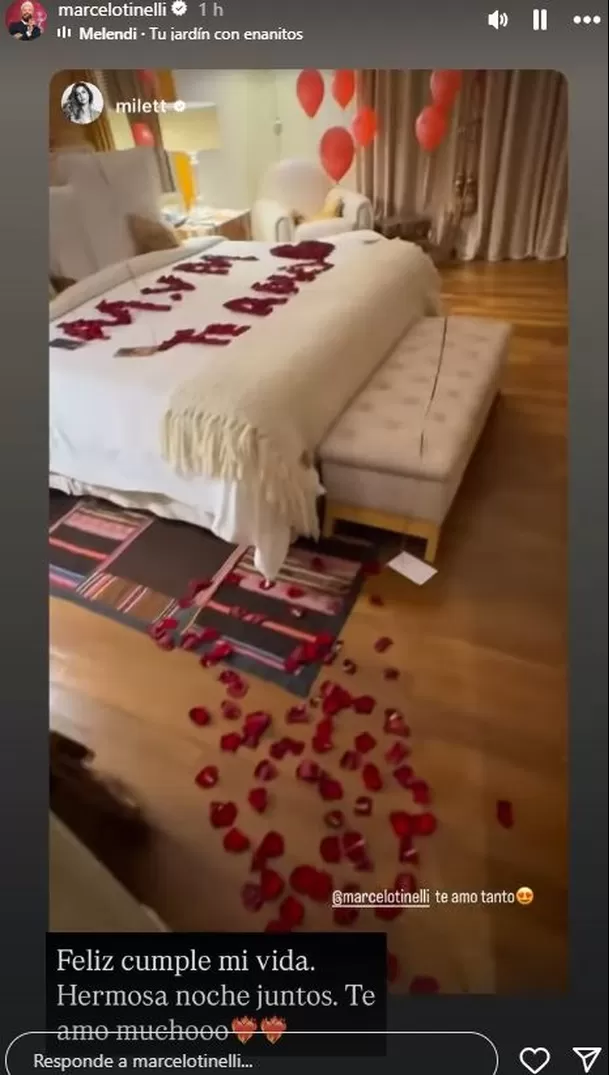Marcelo Tinelli feliz de estar con Milett Figueroa en su cumpleaños / Instagram