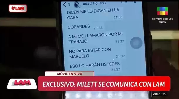 La furiosa reacción de Milett Figueroa tras ser tildada de interesada. Fuente: LAM