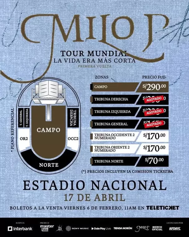 Esta es la nueva distribución tras traslado del concierto al Estadio Nacional. Foto: Difusión
