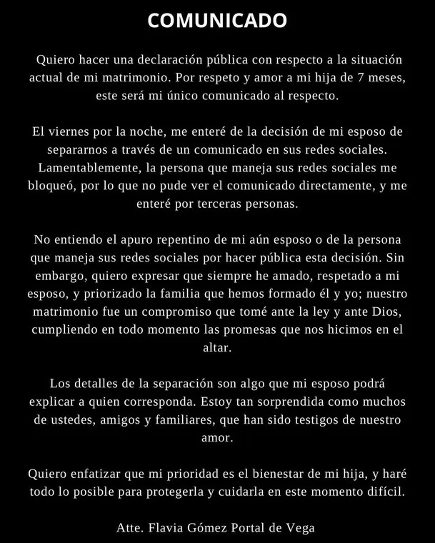 Eposa de Moisés Vega se entera de su separación del cantante a través de redes sociales / Instagram