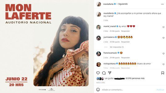 Mon Laferte anunció su retorno a los escenarios tras convertirse en madre