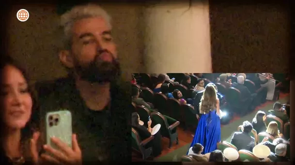 Juan Morelli le envía besos a Luciana Fuster en plena final del Miss Grand Perú / Captura