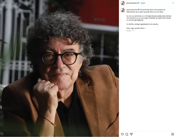 Muere cantante Piero, la voz de ‘Mi viejo’ / IG: pierocantautor Muere cantante Piero, la voz de ‘Mi viejo’ / IG: pierocantautor