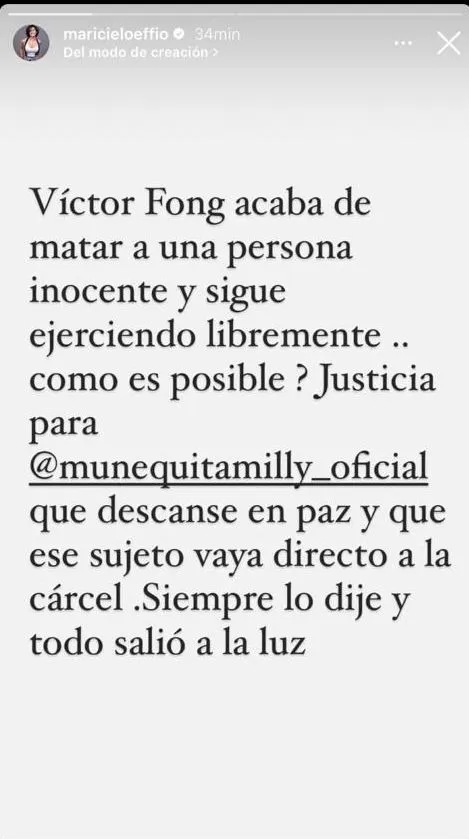 Maricielo Effio acusó al doctor Fong de causar la muerte de 'Muñequita Milly' / Instagram