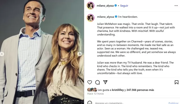 La despedida de Alyssa Milano a Julian McMahon / Instagram