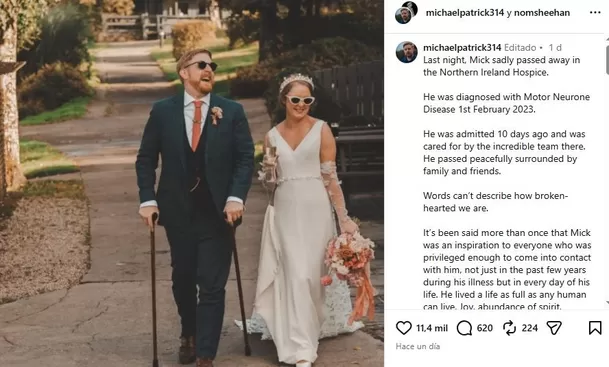 La esposa del actor Michael Patrick Campbell anunció la mala noticia en redes sociales / Instagram