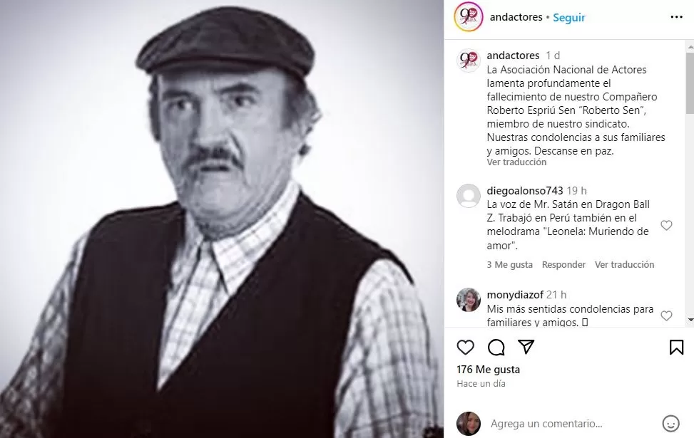 Reportan la muerte del actor mexicano Roberto Sen / Instagram (ANDA)