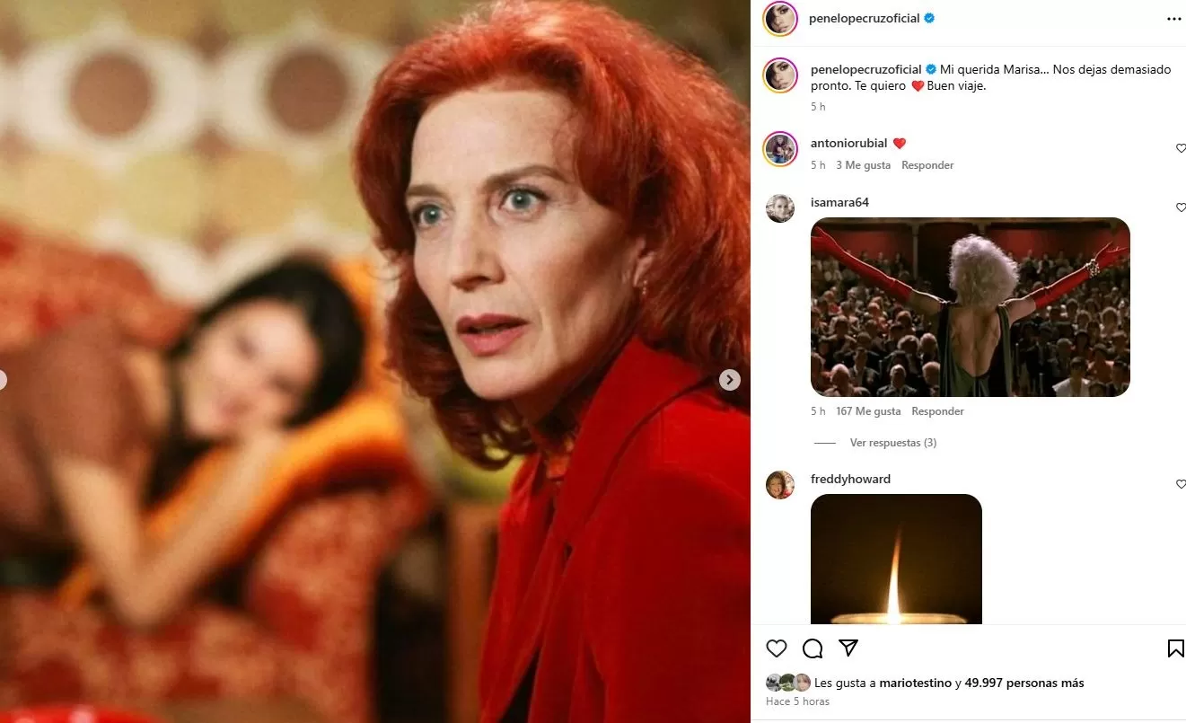 Penélope Cruz lamentó la muerte de Marisa Paredes / Instagram Penélope Cruz lamentó la muerte de Marisa Paredes / Instagram