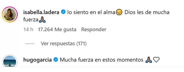 Isabella Ladera y Hugo García expresaron sus condolencias a Dekko / IG: @soydekko Isabella Ladera y Hugo García expresaron sus condolencias a Dekko / IG: @soydekko
