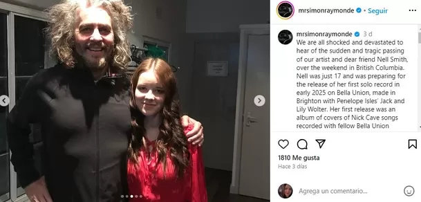 El bajista Simon Raymonde dedicó unas sentidas palabras por lo ocurrido con la adolescente de 17 años / Instagram