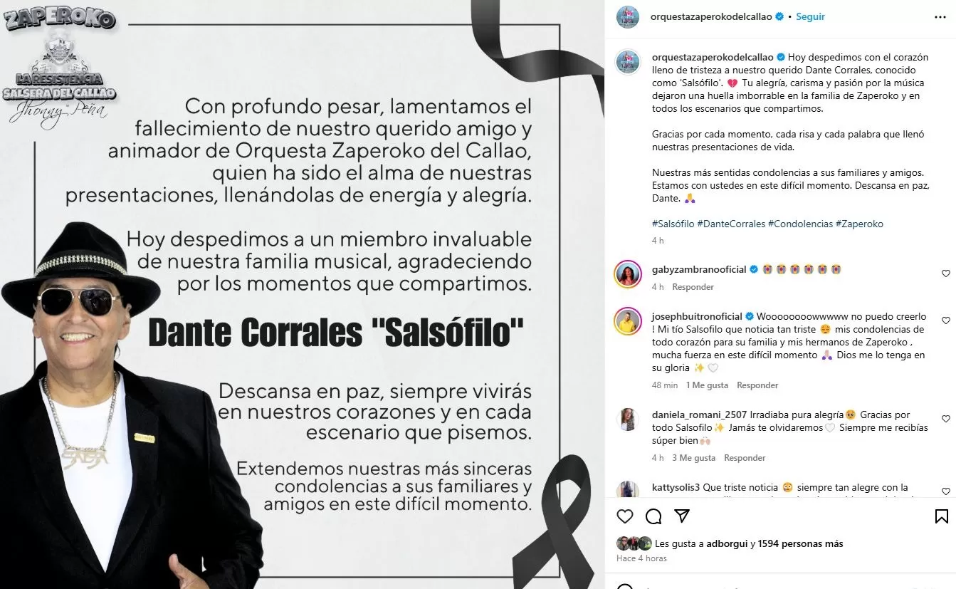 'Zaperoko' se despidió así de su animador Dante Corrales / Instagram