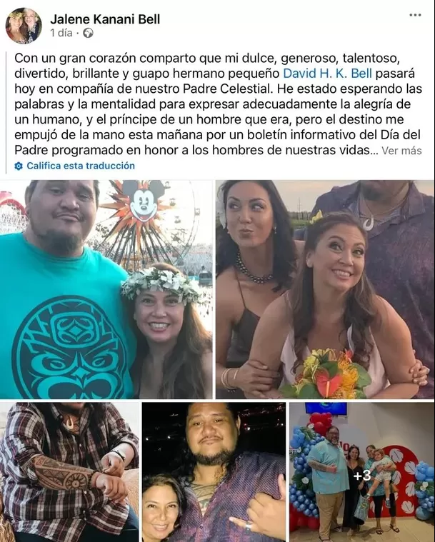 Su hermana, Jalene Kanani Bell, compartió un emotivo mensaje en redes tras la partida del artista. Foto: Facebook