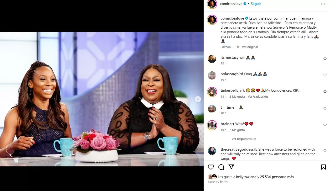 La comediante Loni Love se despidió con sentido mensaje de Erica Ash / Instagram