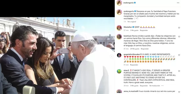 La actriz estadounidense Eva Longoria mostró un tierno recuerdo con Francisco / Instagram