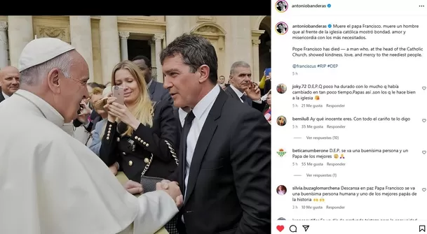 Antonio Banderas fue uno de los primeros en pronunciarse por la muerte del papa Francisco / Instagram