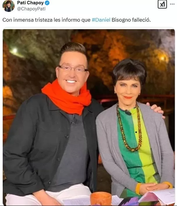 La conductora Paty Chapoy se despidió de Daniel Bisogno con mucha tristeza / X