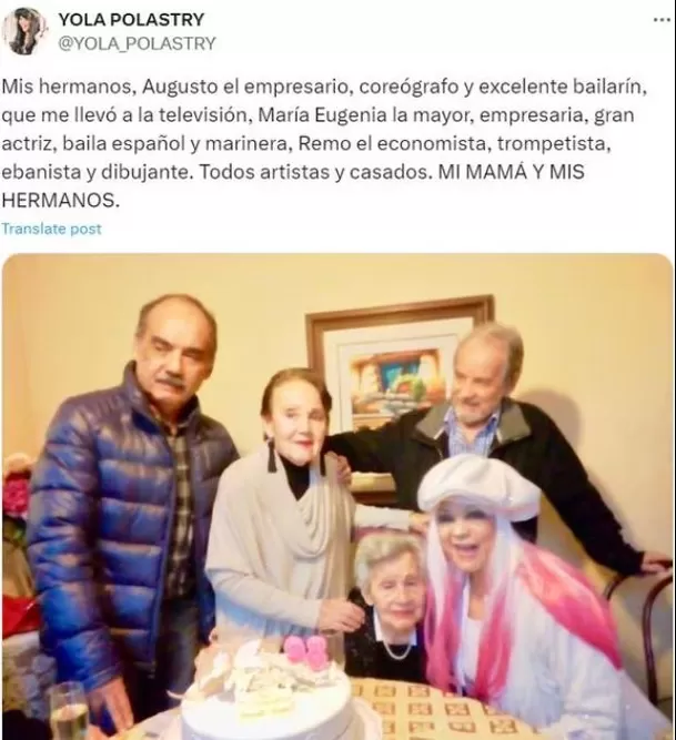 Yola Polastri presentó a sus hermanos en 2018 / X