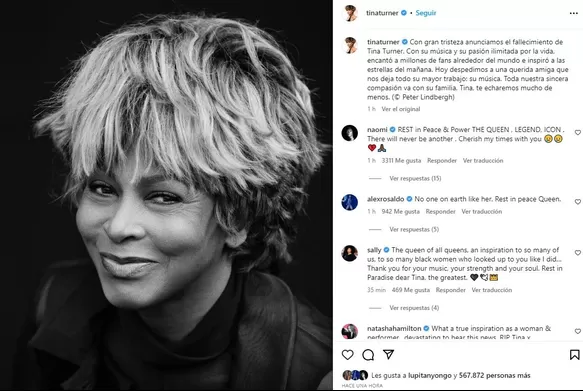 Murió Tina Turner a los 83 años 