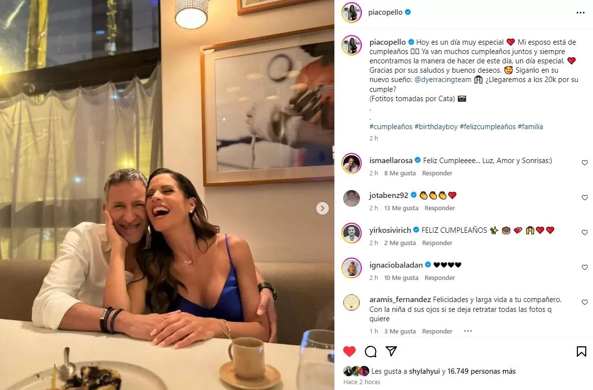 El cumpleaños del esposo de María Pía Copello / Instagram