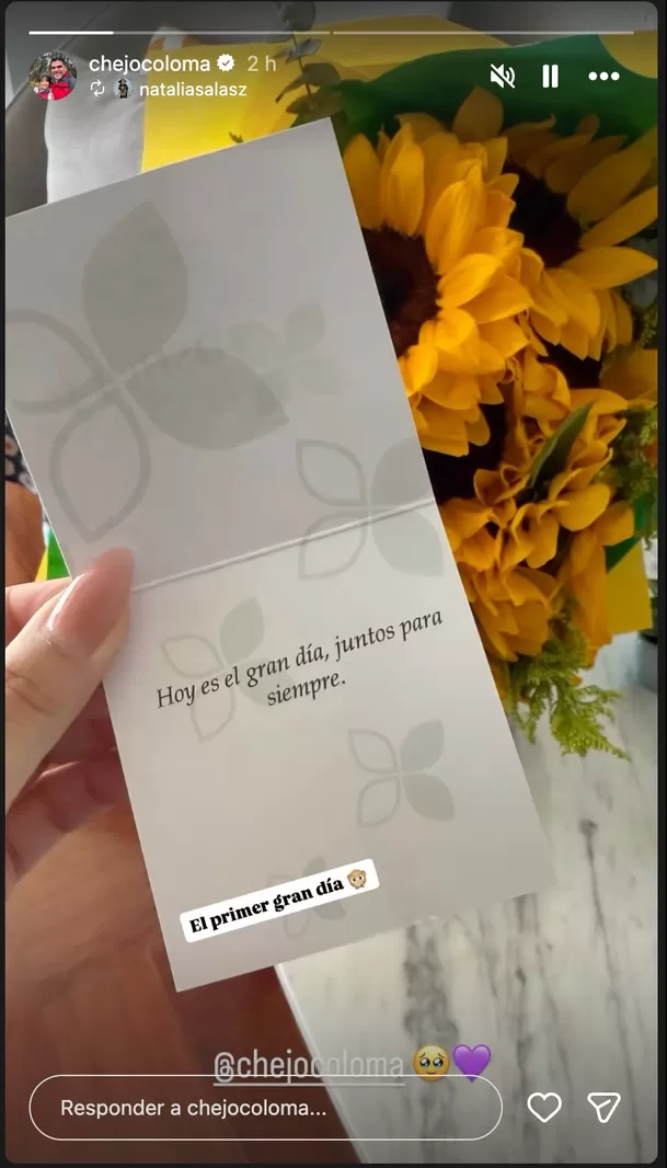 Chejo Coloma sorprendió con girasoles a Natalia Salas. Foto: Instagram Chejo Coloma sorprendió con girasoles a Natalia Salas. Foto: Instagram