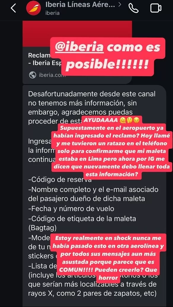 Natalie Vértiz denunció que su maleta se desapareció en el aeropuerto de España/Foto: Instagram