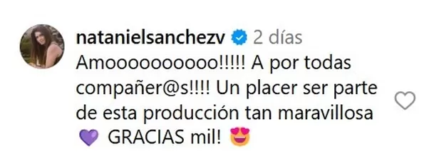 Mensaje de Nataniel Sánchez/Foto: Instagram