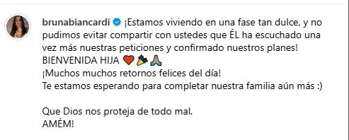Mensaje de Bruna Biancardi/Foto: Instagram Mensaje de Bruna Biancardi/Foto: Instagram