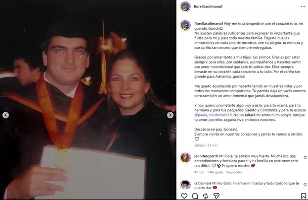 Fiorella Solimano, mamá de Nicola Porcella, agradeció a su sobrino por el amor que les ofreció a sus hijos / Instagram