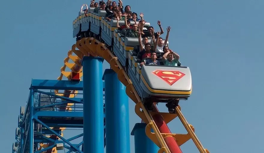 Superman, El Último Escape es una de las mayores atracciones de SixFlags México. Fuente: Facebook