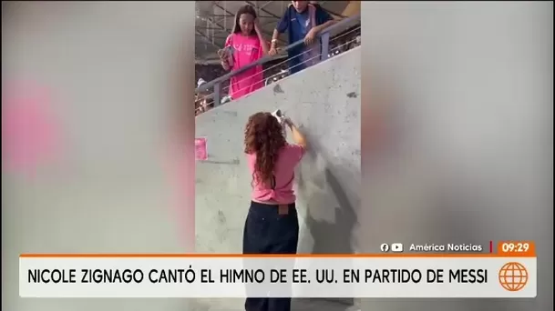 Nicole Zignago cantó el himno de Estados Unidos en Miami/ América TV Nicole Zignago cantó el himno de Estados Unidos en Miami/ América TV