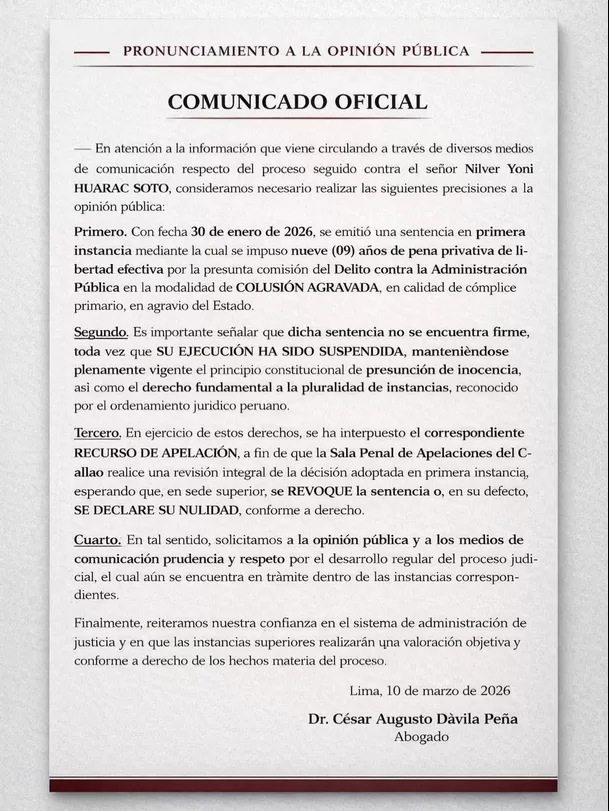 La respuesta de Nilver Huarac tras sentencia de 9 años de prisión efectiva / Instagram