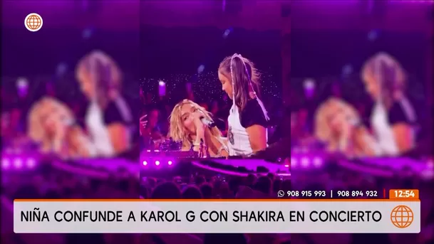 Niña confunde a Karol G con Shakira en pleno concierto / Captura Niña confunde a Karol G con Shakira en pleno concierto / Captura