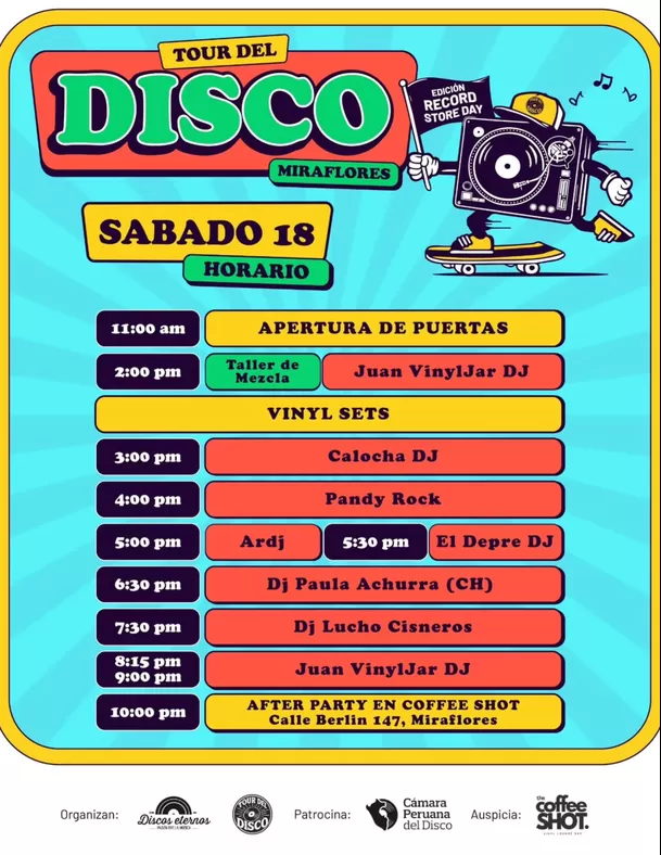 El Tour del Disco se llevará a cabo este sábado 18 y domingo 19 en Miraflores / Instagram El Tour del Disco se llevará a cabo este sábado 18 y domingo 19 en Miraflores / Instagram