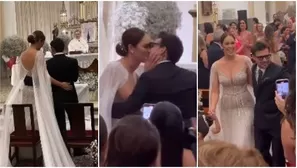 ¡Es oficial! Karen Schwarz y Ezio Oliva se dieron el 'sí' en el altar con tremendo beso