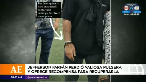 Jefferson Farfán perdió valiosa pulsera. Foto: América Espectáculos 