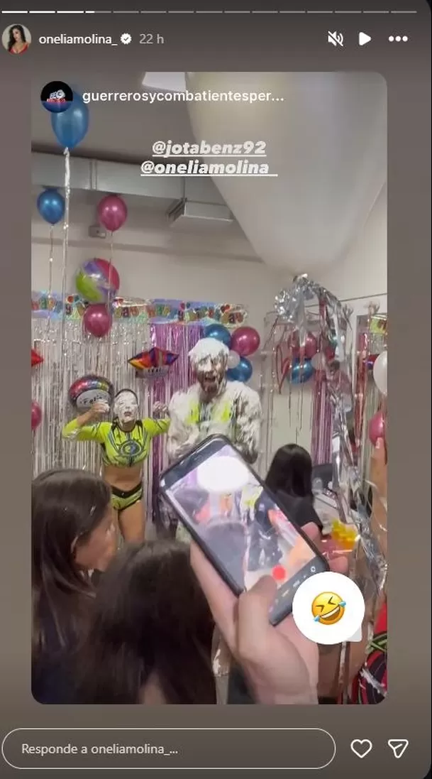 Patricio Parodi sorprendió a Onelia Molina al lanzarle un tortazo durante el cumpleaños de Jota Benz en 'Esto es Guerra'. La competidora respondió con una advertencia que dio de qué hablar. Foto: IG @oneliamolina_ Patricio Parodi sorprendió a Onelia Molina al lanzarle un tortazo durante el cumpleaños de Jota Benz en 'Esto es Guerra'. La competidora respondió con una advertencia que dio de qué hablar. Foto: IG @oneliamolina_