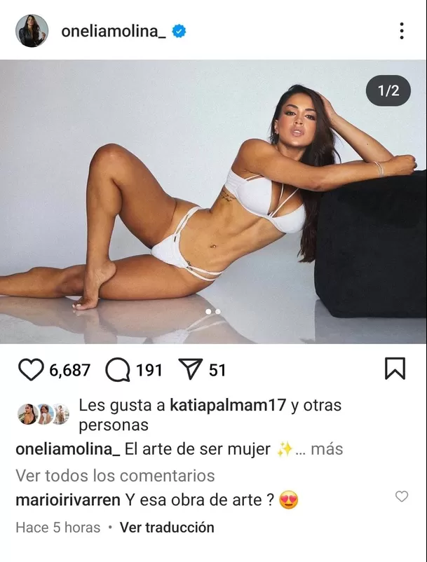 Mario Irivarren dedicó piropo a Onelia Molina. Fuente: instagram