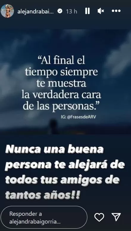 ¿Mensaje de Alejandra Baigorria para Onelia Molina?/ Foto: Instagram