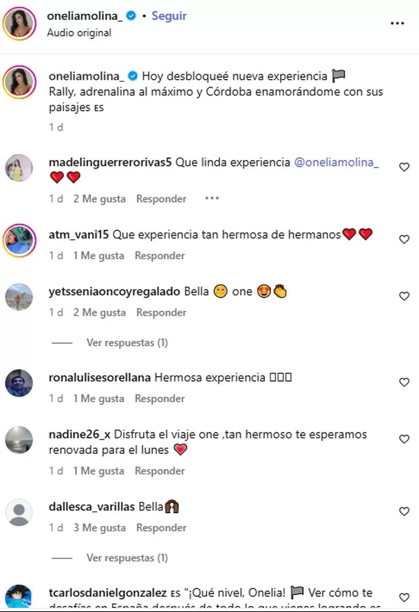 Las publicaciones de Onelia Molina se llenaron de comentarios positivos/ Captura Instagram
