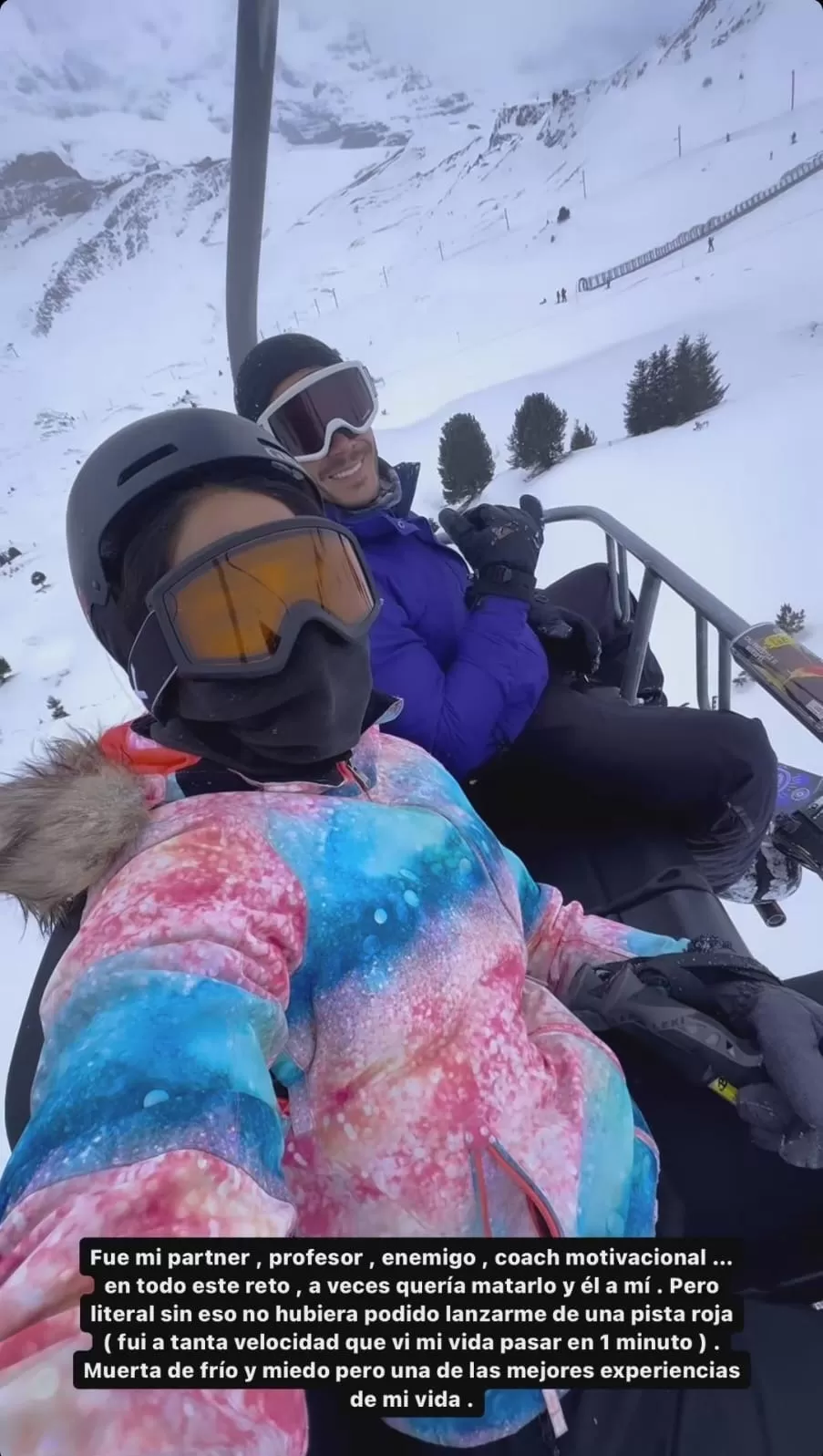 Onelia Molina junto a Mario Irivarren en los Alpes suizos. Fuente: Instagram